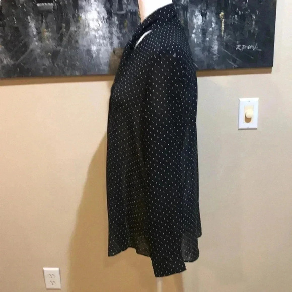 Banana Republic Long Sleeve Polka Dot Sheer Button Front Blouse Neck Tie-Size S - Picture 3 of 7